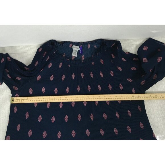 Catherines Petite Womens Top Size 2XWP Navy Blue Red Boho Print Bell Sleeve - Picture 10 of 14